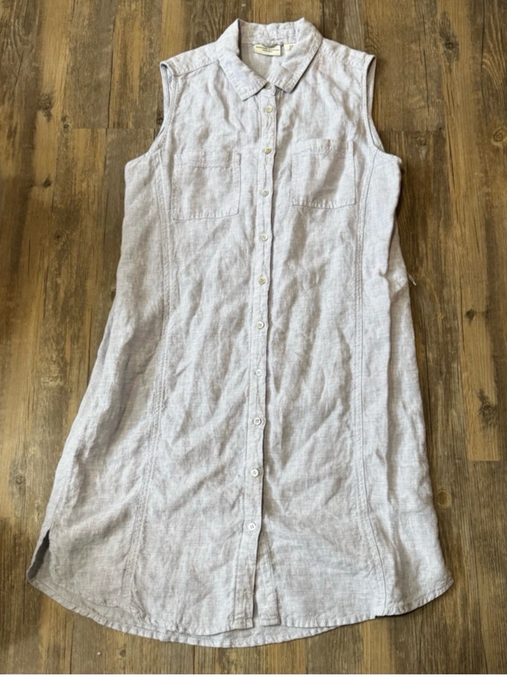 Adrienne Vittadini 100% linen sleeveless collar dress